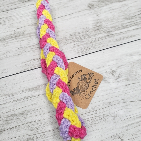 Hand Crafted Braided Headband Hair Band Crochet Spring Yellow Purple Pink Chic - Picture 5 of 9